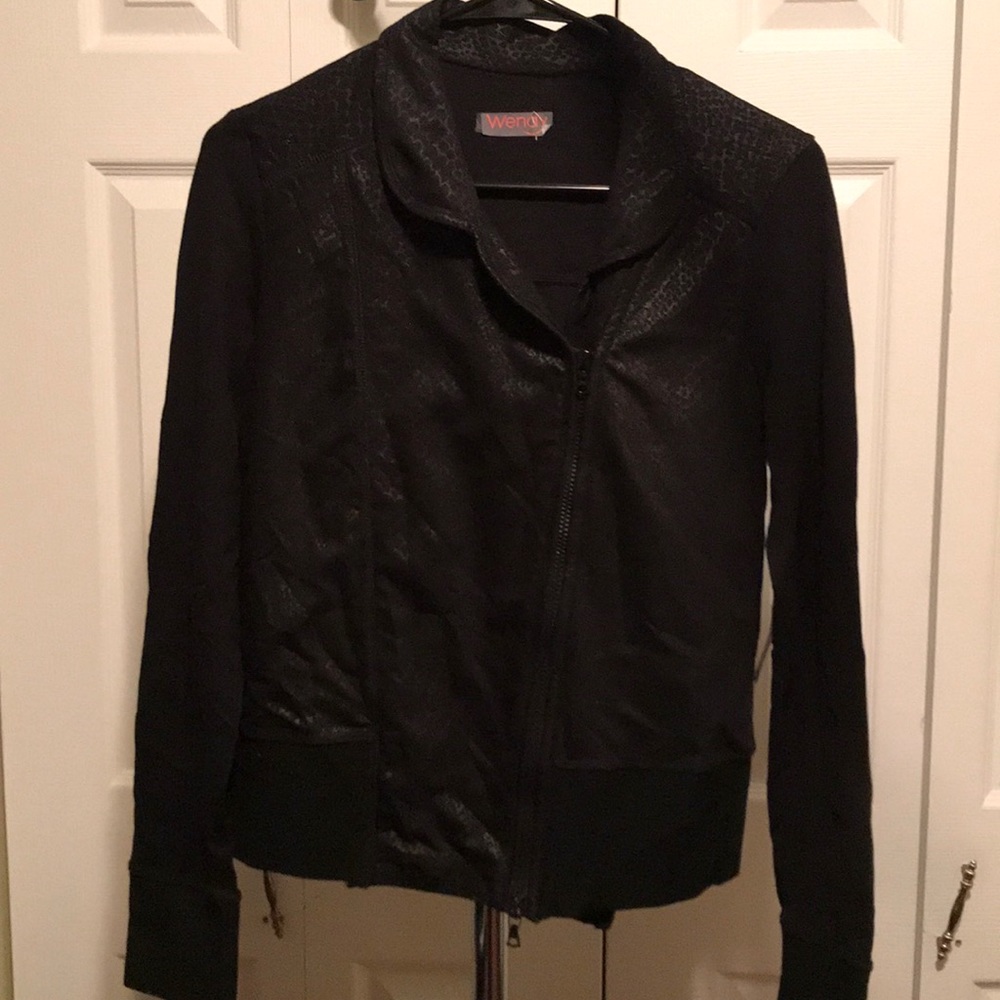 Black Stretch Biker Style Jacket